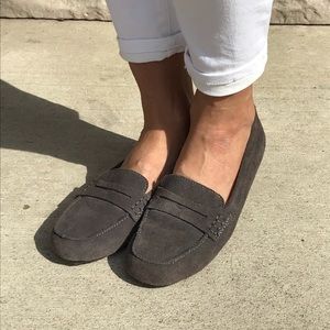 Grey suede loafer